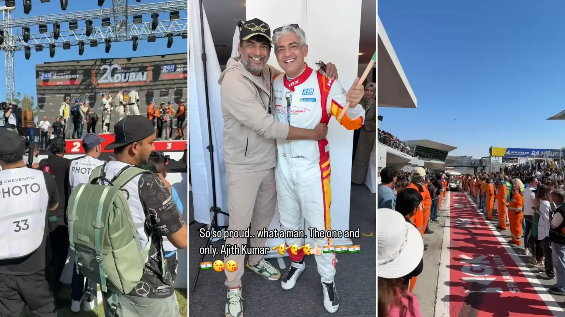 R Madhavan fan moment for Ajith Kumar at Dubai 24H Series Racing Event