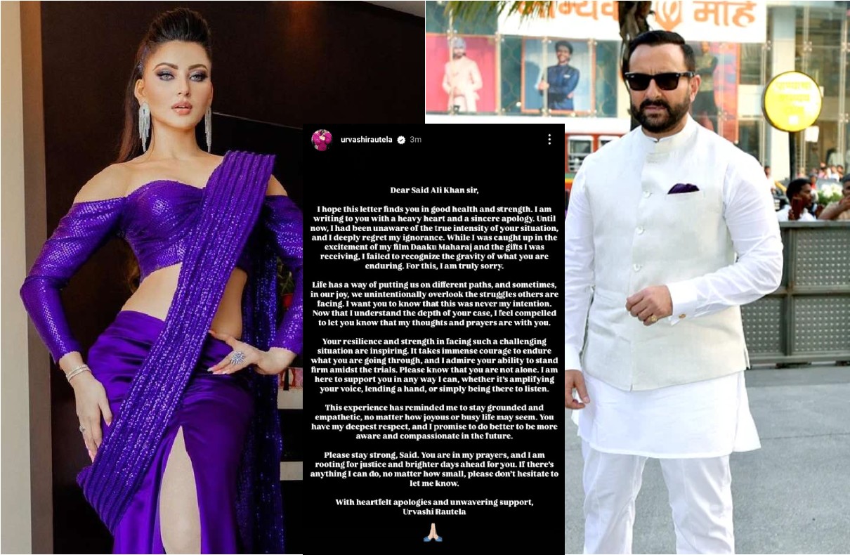 Urvashi Rautela Issues Apology to Saif Ali Khan After Controversial Comments