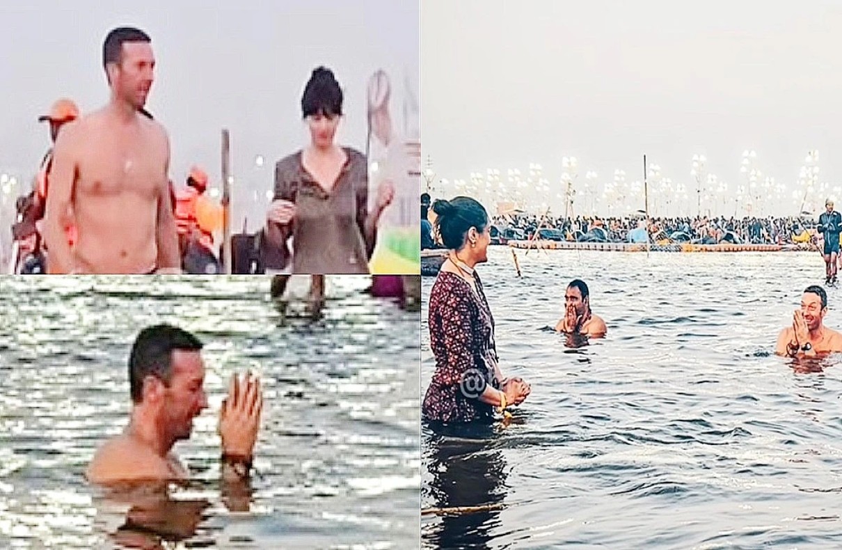 Chris Martin & Dakota Johnson Take Holy Dip at Maha Kumbh 2025 in Prayagraj